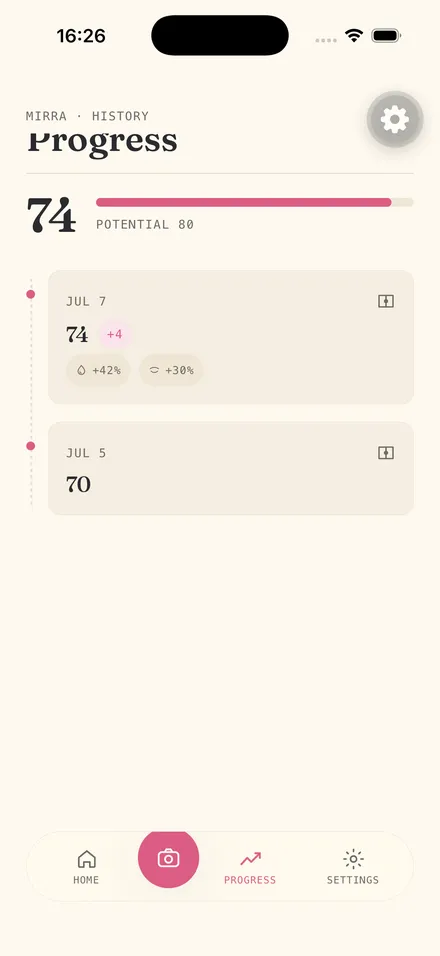 Mirra app — Progress